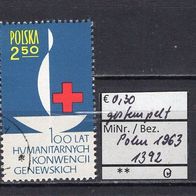 Polen 1963 100. Jahrestag des Internationalen Roten Kreuzes MiNr. 1392 gestempelt