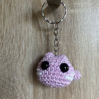 Gehäkeltes Kätzchen als Schlüsselanhänger handgefertigt, handmade rosa