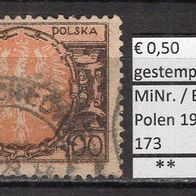 Polen 1921 Freimarken: Großer Adler auf barockem Schild MiNr. 173 gestempelt -1