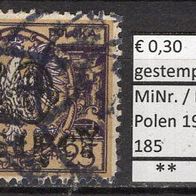 Polen 1923 Freimarken MiNr. 185 gestempelt -5