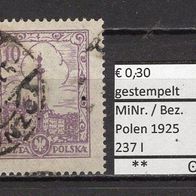 Polen 1925 Freimarken: Baudenkmäler und Galeone MiNr. 237 I gestempelt