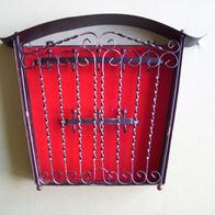 Vintage Schlüsselkasten Metall 8 Haken 60er Schmiedeeisen Schwarz 2türig Rot Samt