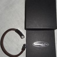 V Cadenis Armband Herren Leder braun Edelstahl Gravur J&F Edelstahl Steckverschluß un