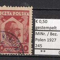 Polen 1927 60. Geburtstag von Jozef Pilsudski MiNr. 245 gestempelt -1