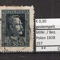Polen 1928 Freimarken: Marschall Pilsudski MiNr. 257 gestempelt -1