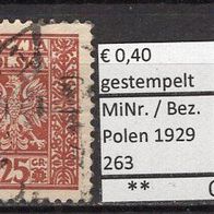 Polen 1928 Freimarken: Polnisches Staatswappen MiNr. 263 gestempelt -4