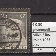 Polen 1935 Tod von Jozef Pilsudski MiNr. 296 gestempelt -1