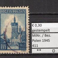 Polen 1945 Freimarken: Ansichten von Danzig MiNr. 411 gestempelt