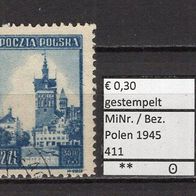 Polen 1945 Freimarken: Ansichten von Danzig MiNr. 411 gestempelt -1