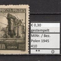 Polen 1945 Freimarken: Ansichten von Danzig MiNr. 410 gestempelt -2
