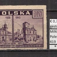 Polen 1945 Warschau klagt an MiNr. 419 gestempelt