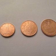 1, 2 und 5 Euro Cent San Marino 2006! Stempelglanz UNC!