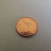 Geschenk bzw. Glückbringer zur Geburt: Slowenische 1-Cent-Münze mit Storch