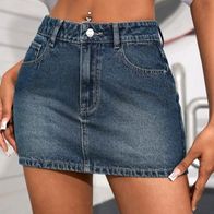 dunkelblauer Jeansrock Minirock Shein Gr. Petite XXS, neu, Made in China