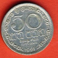 Sri Lanka 50 Cents 1991