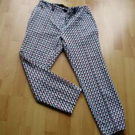 Marc Cain Hose Stretch blau rot weiß Muster M