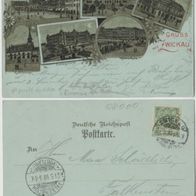 Zwickau-Litho-AK-1899 Mondscheinkarte Mehrbildkarte mit 6 Bildern, Erh.1