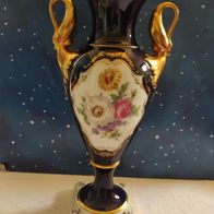 Alka ( Lindner, Kaiser ) Porzellan Vase Prunkvase Kobalt blau Goldrand guter Zustand