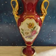 Kaiser Porzellan ( Lindner, Alka) Vase Prunkvase Rot Goldrand sehr guter Zustand