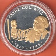 1992 BRD Käthe Kollwitz 10 DM mit Goldapplikation