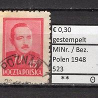 Polen 1948 Freimarken: Staatspräsident Boleslaw Bierut MiNr. 523 gestempelt -4
