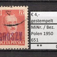 Polen 1950 Freimarken zur Währungsreform MiNr. 651 gestempelt -1
