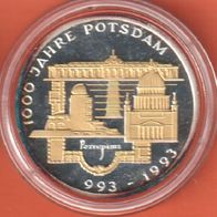 1993 BRD 1000 Jahre Potsdam 10 DM mit Goldapplikation
