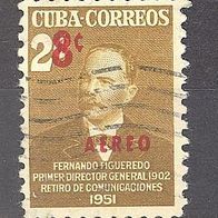 Kuba, Cuba, 1951, Figueredo mit AEREO-Überdruck, 1 Briefm., gest.