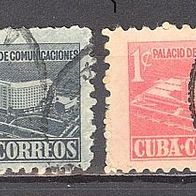 Kuba Cuba, 1952, 1957, neues Postgebäude Palacio de Comunicaciones, 2 Briefm., gest.