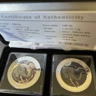 Somalia Elefant 2x1 oz silber Tag und Nacht 2018