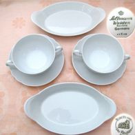 2 Porzellan Suppentassen mit Unterteller von Seltmann Weiden + 2 ovale Schalen