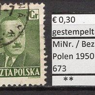 Polen 1950 Freimarken: Staatspräsident Boleslaw Bierut MiNr. 673 gestempelt -2