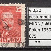 Polen 1950 Freimarken: Staatspräsident Boleslaw Bierut MiNr. 675 gestempelt -3