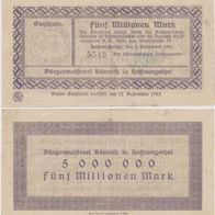 Rösrath-Hoffnungsthal-Notgeld-5Mio-Mark,20.9.1923, mit Wz. Stempel (Text unten).