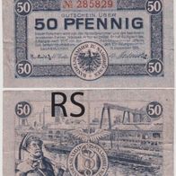 Saarbrücken-Notgeld-50 Pfennig vom 13.12.1916,1 Schein, Erh. gebraucht