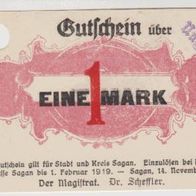 Sagan-?aga?-Notgeld-1 Mark vom 14.11.1918 bis1.2.1919