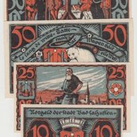 Salzuflen-Notgeld-10-25-50-50 vom Mai 1921 , 4 Scheine