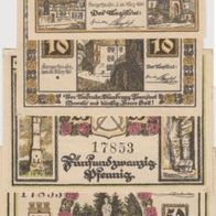 Sangerhausen-Notgeld-5-10-25-50 Pfennig vom 26.3.1921, 4 Scheine