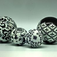 Dekokugeln 4er-Set, Blau-Weiß-Schwarz