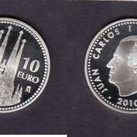 Spanien Silber PP/Proof 10 Euro 2010 GAUDI Sagrada Familia