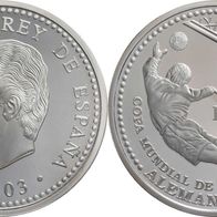 Spanien Silber Proof/PP 10 Euro 2003 Fussball-WM Torwart