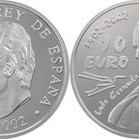 Spanien Silber PP/Proof 10 Euro 2002 Cernuda 100. Geburtstag