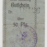 Schildberg-Notgeld-Ostrzeszów 50 Pfennig bis 1.6.1917 stark gebraucht