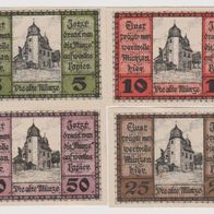 Schleiz-Notgeld-5-10-25-50 Pfennige vom 25.8.1919 Alte Münze 4 Scheine