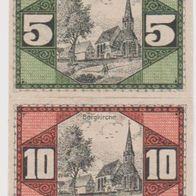 Schleiz-Notgeld-5-10 Pfennige vom 25.8.1919 Bergkirche 2 Scheine