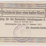 Schlesiengrube-Notgeld-Chropaczów Eine halbe Mark vom 17.2.1917