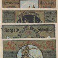 Schleusingen-Notgeld 20-25-50-50-75 Pfennig von 1921 , 5 Scheine