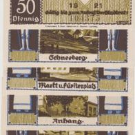 Schneeberg-Notgeld-6x50 Pfennig von 1921, 6 Scheine