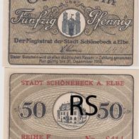 Schönebeck-Notgeld-Elbe-50 Pfennig bis 31.12.1918 Reihe F,1 Schein