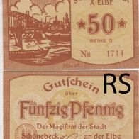 Schönebeck-Notgeld-Erbe-50 Pfennig Reihe Q, 1 Schein